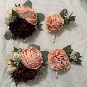 Brand New! Sola Wood Wedding Flowers Set in Burgundy, Ivory, and Blush.
